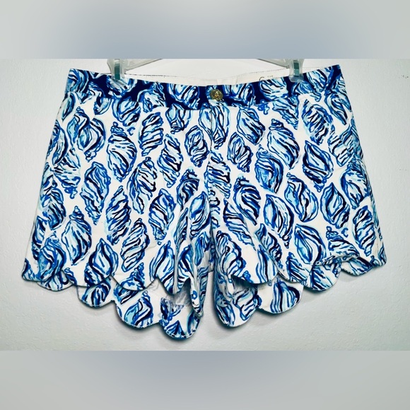LILLY PULITZER Women's 6 Blue Seashell Buttercup Scallop Shorts 5" Beach Preppy - Picture 3 of 7